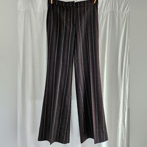 Women’s Boot Cut Stripe Pants - Black with Burgundy & Gray Stripes